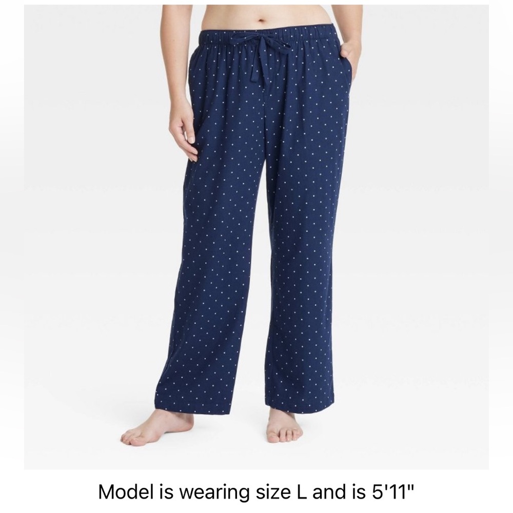 Target/Auden flannel pajama pants, navy polka dot XL